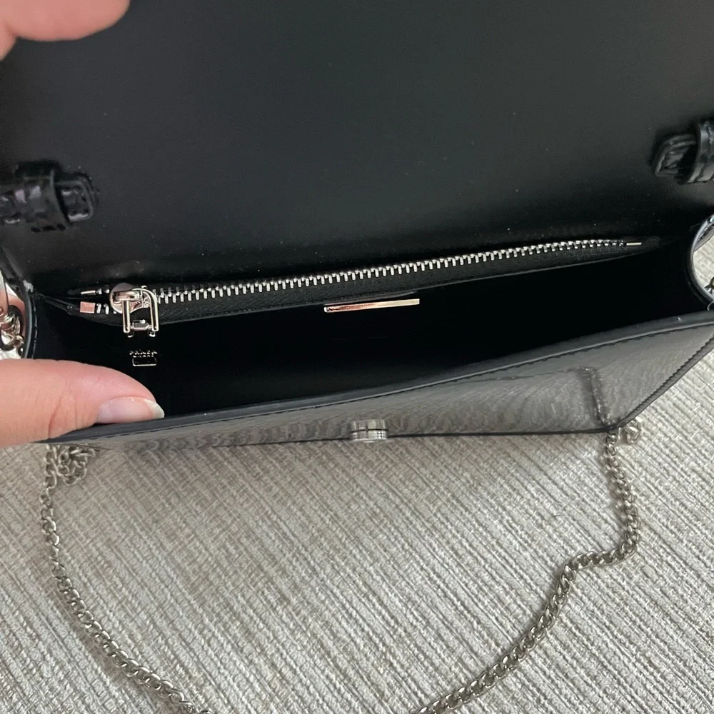 Prada Black Patent Leather Clutch with Chain - Picture 10 of 16